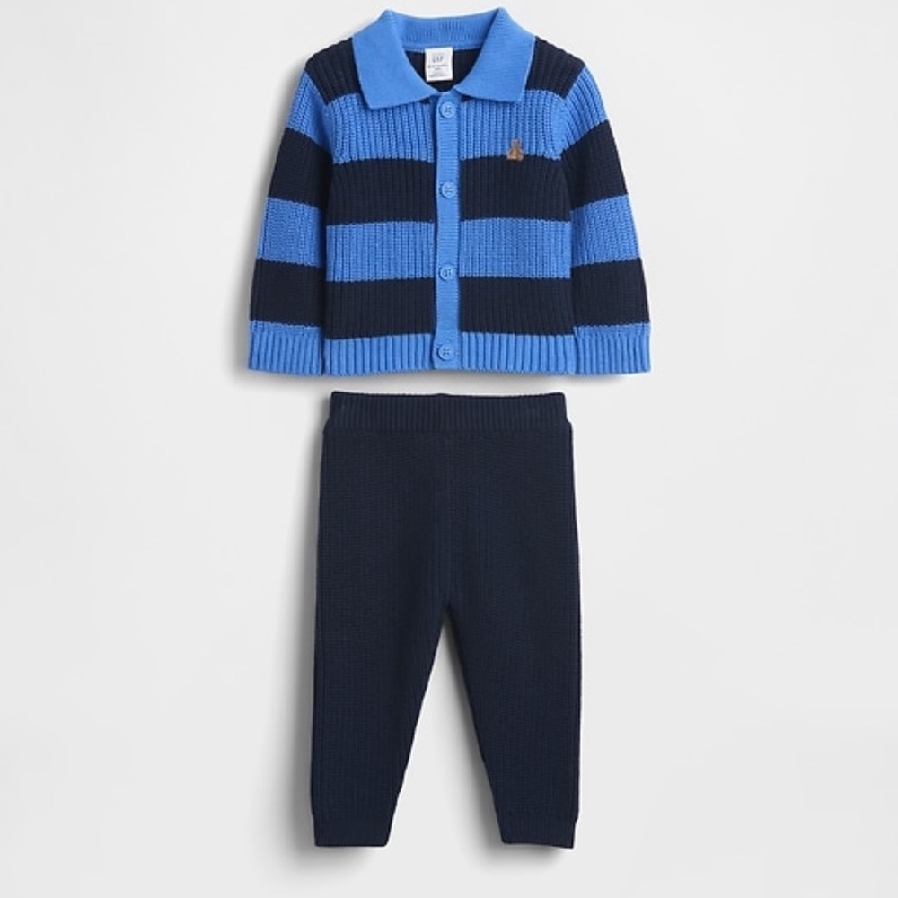 Gap Blue and Black Striped Knit Set! 3-6m like new